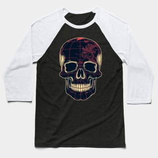 Skull with map Baseball T-Shirt